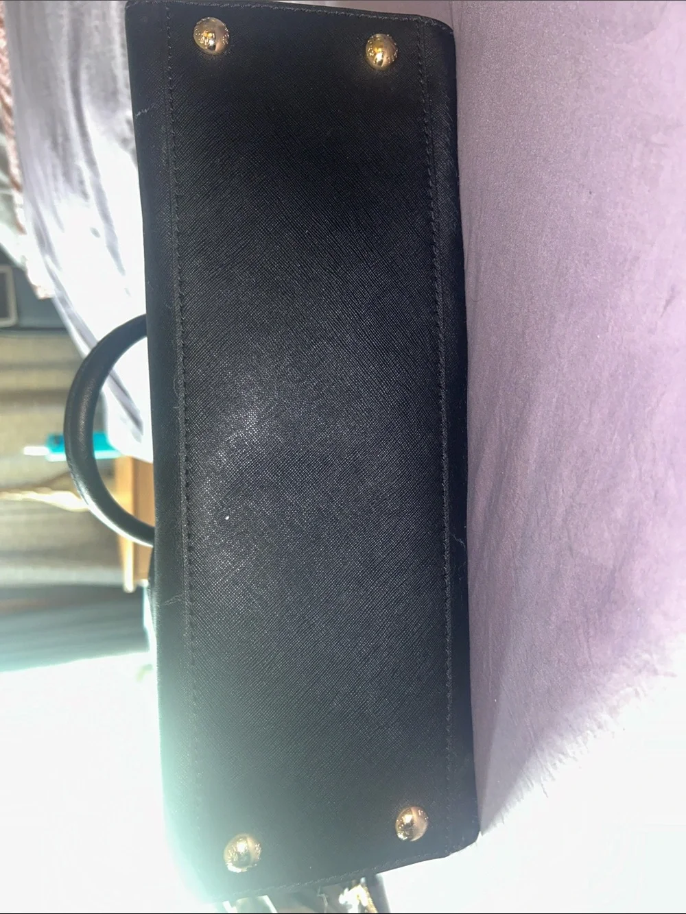Michael Kors Black Leather Tote with Gold Accents